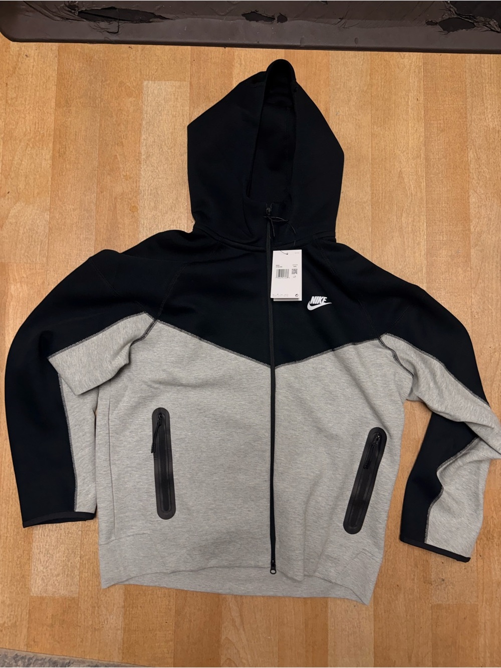 Nike Black Full-Zip Hoodie with White Logo